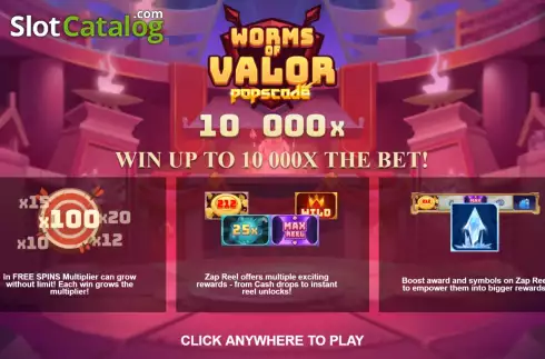 Start Screen. Worms of Valor slot