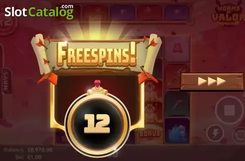 Free Spins Win Screen. Worms of Valor slot