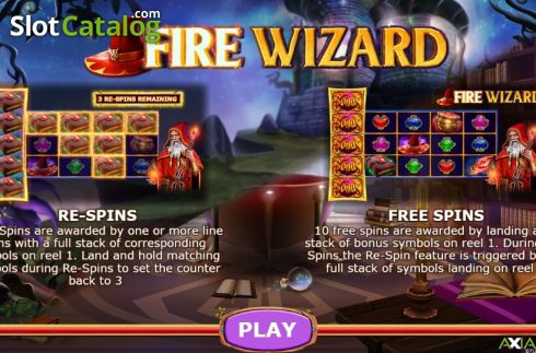 Start screen. Fire Wizard slot