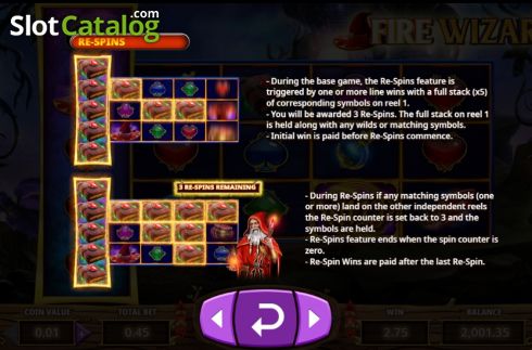 Paytable 1. Fire Wizard slot