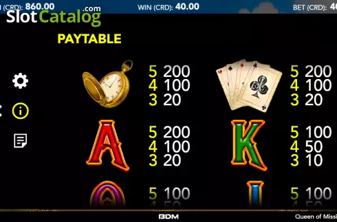 Paytable screen 2. Queen of Mississippi slot
