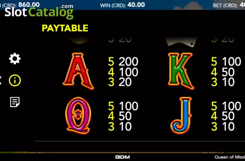 Paytable screen 3. Queen of Mississippi slot