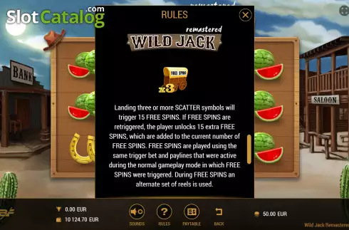 Fs feature screen. Wild Jack Remastered slot