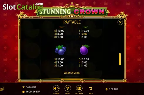 PayTable screen 3. Stunning Crown slot