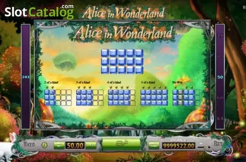 Pantalla5. Alice in Wonderland (BF games) Tragamonedas 