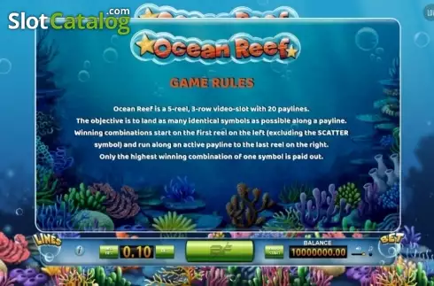 Schermo3. Ocean Reef slot