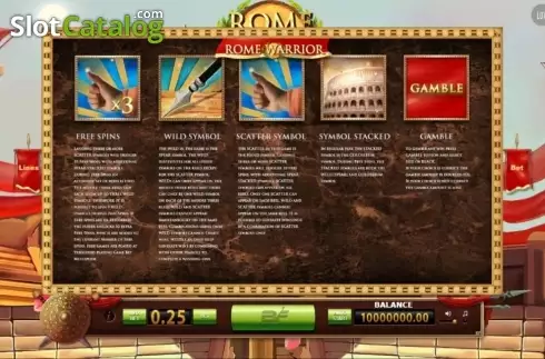 Skärmdump4. Rome Warrior (BF games) slot