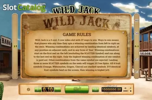 Skärmdump3. Wild Jack (BF Games) slot