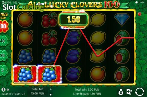 Win Screen 100 lines. All Lucky Clovers slot