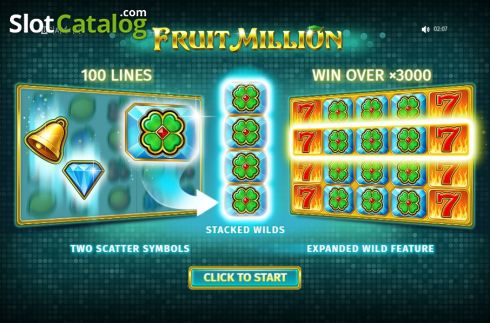Start screen. Fruit Million slot