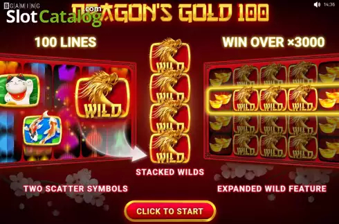 Start Screen. Dragon's Gold 100 slot