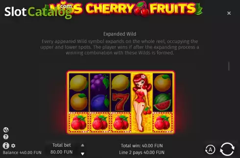Expanded wild screen. Miss Cherry Fruits slot
