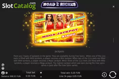Jackpots screen. Road 2 Riches slot