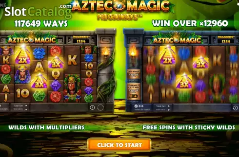 Start Screen. Aztec Magic Megaways slot