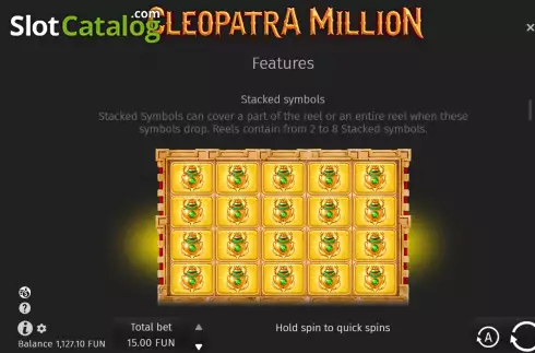 Game Rules Screen 2. Cleopatra Million slot