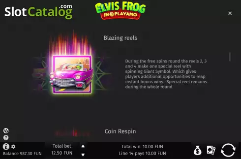 Blazing reels screen. Elvis Frog In PlayAmo slot
