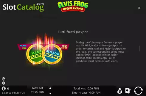 Jackpot screen. Elvis Frog In PlayAmo slot
