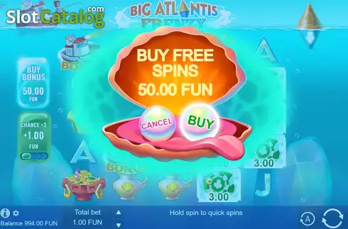 Buy Feature Screen. Big Atlantis Frenzy slot