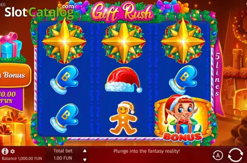 Game Screen. Gift Rush slot