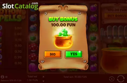 Buy Feature Screen. Potion Spells slot