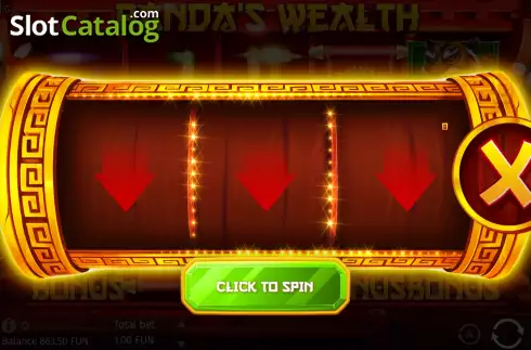 Bonus Game screen. Pandas Wealth slot