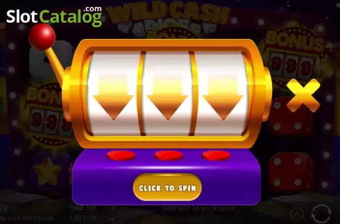 Bonus Game screen. Wild Cash Dice slot