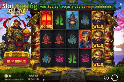 Reels screen. God of Wealth Hold and Win slot