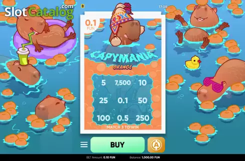 Game screen. Capymania Orange slot