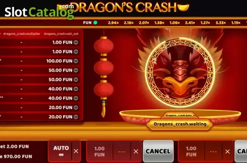 Game screen. Dragon's Crash slot