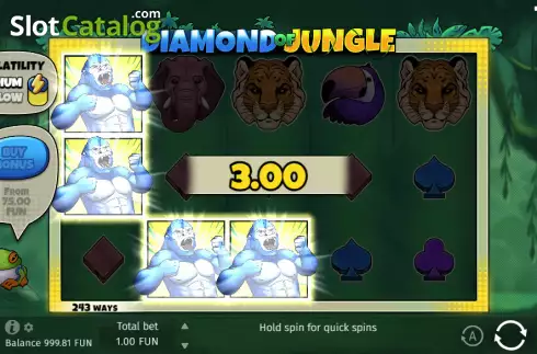 Win screen. Diamond Of Jungle slot