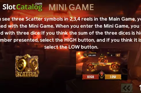 Game Features screen. Gold of the King slot