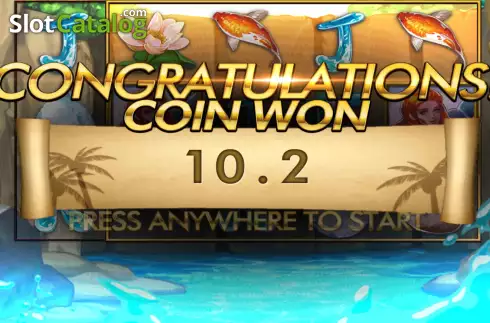 Win Free Spins screen. Lucky Waterfalls slot