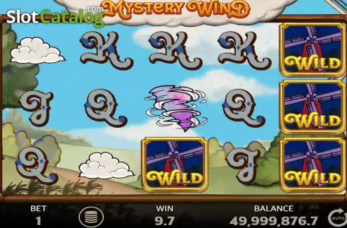 Win Free Spins screen. Mystery Wind slot