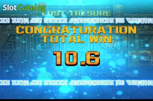 Win Free Spins screen. Lost Treasure (BP Games) slot