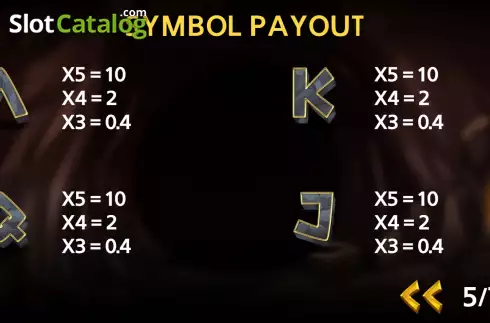 PayTable screen 2. Legacy of Midas slot