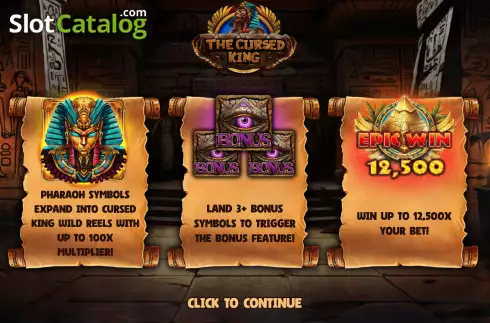 Start Screen. The Cursed King slot