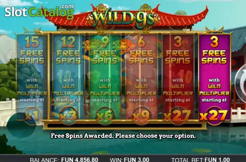 Free Spins screen 2. Wild 9s slot