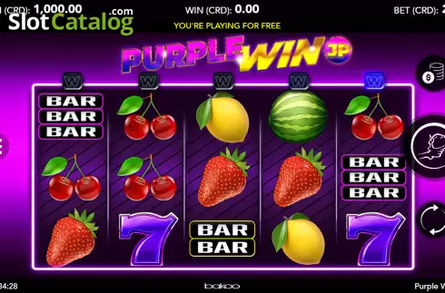 Reel screen. Purple Win JP slot