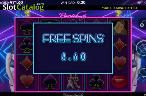 Win Free Spins screen. Punto G slot