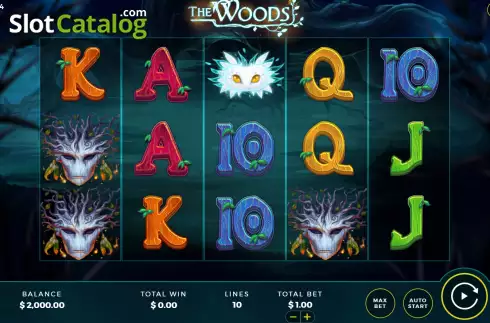 Game screen. The Woods slot