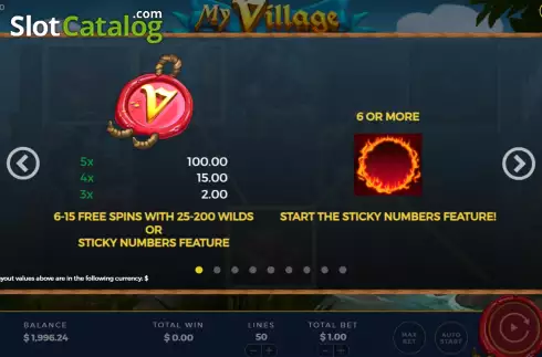 Game Features screen. My Village slot