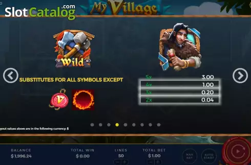 Game Features screen 4. My Village slot