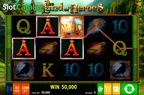 Win screen. The Land of Heroes slot