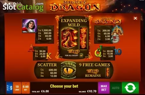 Bildschirm2. Mighty Dragon slot