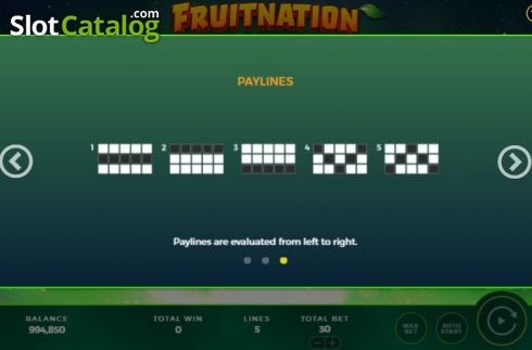 Paytable 3. Fruitnation slot