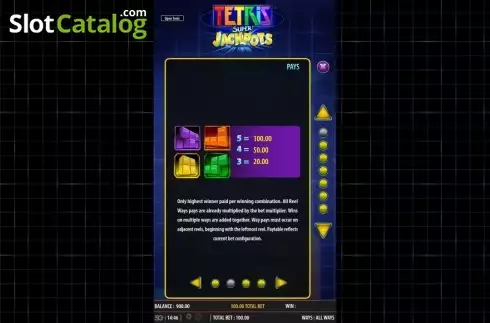 Ekran3. Tetris Super Jackpots yuvası