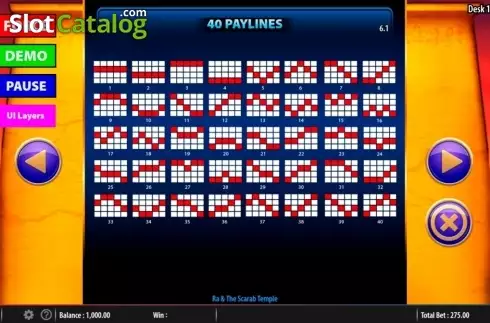 Paylines. Ra and The Scarab Temple slot