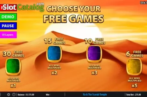 Free spins. Ra and The Scarab Temple slot