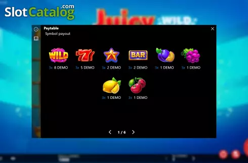 Paytable. Juicy Fruits Wild Cold slot