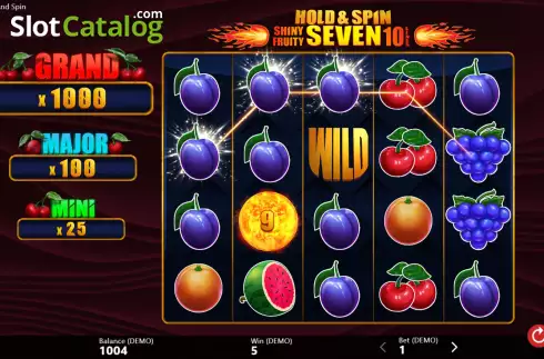 Bildschirm4. Shiny Fruity Seven 10 Lines Hold and Spin slot